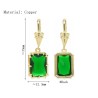  Square Geometric Rectangle Jewelry Gold Plated Green Copper Cubic Zirconia Metal Pendant