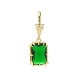  Square Geometric Rectangle Jewelry Gold Plated Green Copper Cubic Zirconia Metal Pendant