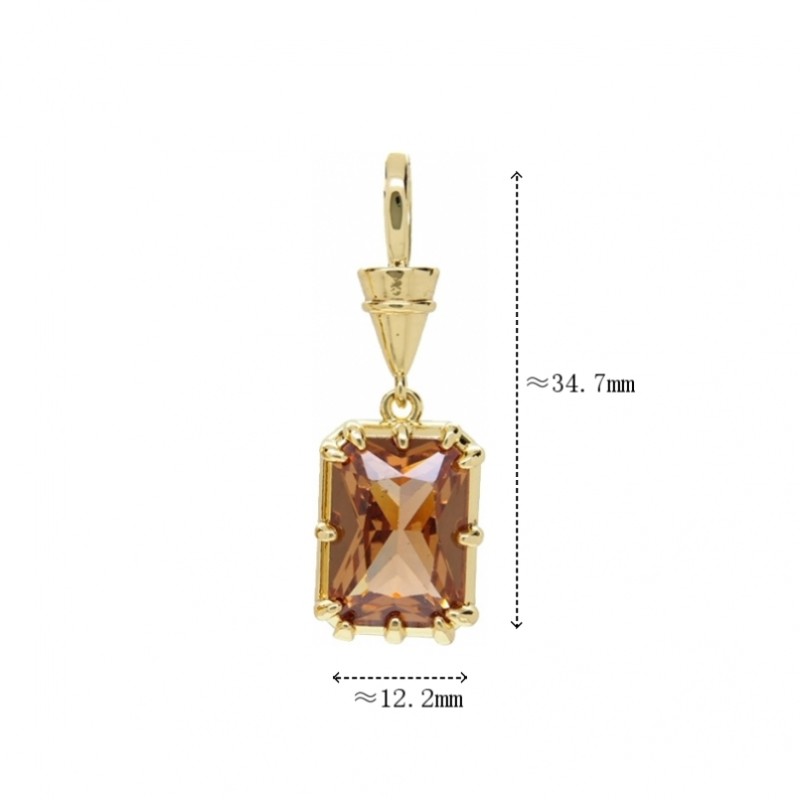  Square Geometric Rectangle Jewelry Gold Plated Copper Cubic Zirconia Metal Pendant