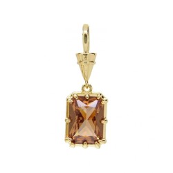  Square Geometric Rectangle Jewelry Gold Plated Copper Cubic Zirconia Metal Pendant